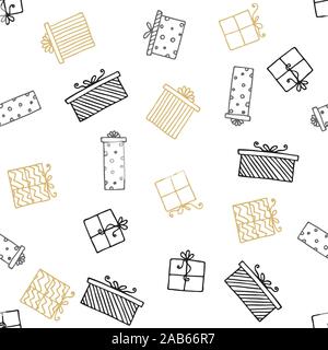 Die nahtlose Vektor Muster mit Geschenkboxen. Tapeten, Textilien, Verpackung, Karten, drucken auf der Kleidung Stock Vektor