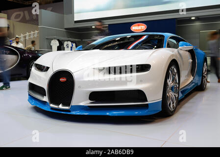 DUBAI, VAE - November 16: Der Bugatti Chiron Sportwagen ist Auf der Dubai Motor Show 2019 Am 16. November 2019 Stockfoto