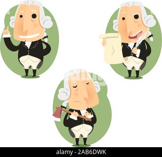 George Washington President Set, Vektor-Illustration-Cartoon. Stock Vektor