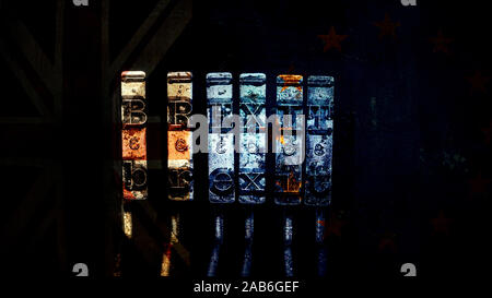 Das Wort BREXIT mit alten Schreibmaschine Hämmer Makro Stockfoto
