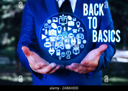 Text Zeichen darstellend zurück zu Grundlagen. Business foto Präsentation einfache Dinge grundlegend wichtige Primäre Grundlage Stockfoto
