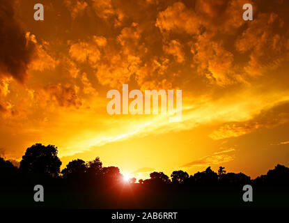 Eine Fotografie von einem schönen goldenen Sonnenuntergang Stockfoto