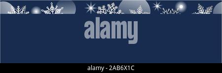 Nahtlose Banner mit Schneeflocken auf blauem Hintergrund Stock Vektor