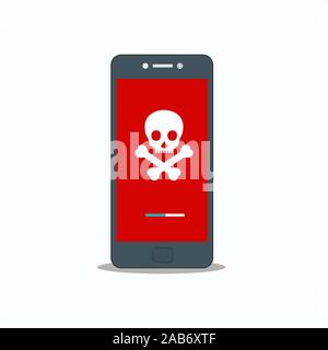 Virus Alarm auf dem Bildschirm Gerät Vektor-illustration Vorlage. Stockfoto