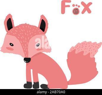 Cute cartoon Hand zeichnen rosa Fuchs flachbild Vektor Stock Vektor