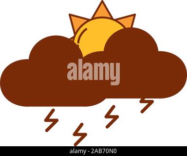 Sonne heiss mit Cloud und Sturm fill style Vector Illustration Design Stock Vektor