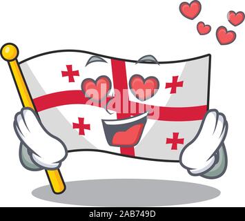 Falling In Love Happy cute Flagge Georgien cartoon Design Stock Vektor