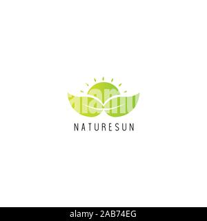 Organisch-Vektor logo template Konzeption Illustration. Grüne Blätter unterschreiben. Abstrakte Charakter des Menschen unterzeichnen. Natur ökologie Symbol. Design Element. Stock Vektor