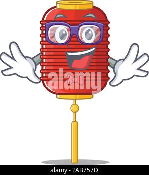 Super lustig Geek smart chinesische Laterne Maskottchen Cartoon Stil Stock Vektor