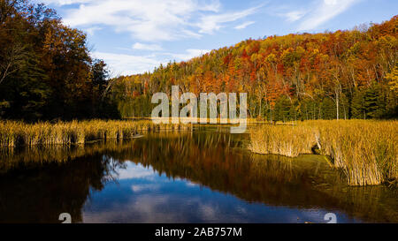Im Tal, auch mit der Drohne geschossen Stockfoto