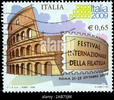 Briefmarke aus Italien in der 2009 International Stamp festival Serie in 2008. Stockfoto