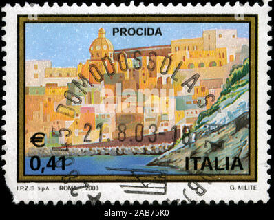 Briefmarke aus Italien in der touristischen Attraktionen in der Serie 2003. Stockfoto