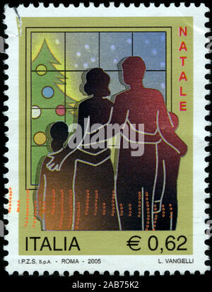 Briefmarke aus Italien in der Weihnachtszeit 2005 Serie Stockfoto