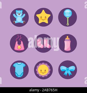 Bündel von niedlichen Baby Zubehör Stock Vektor