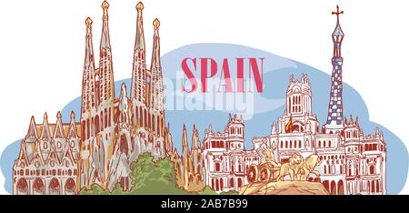 Spanien detaillierte Skyline. Vector Illustration Stock Vektor