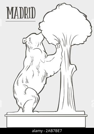 Die Statue des Bären und der Erdbeerbaum Stock illustratio Stock Vektor