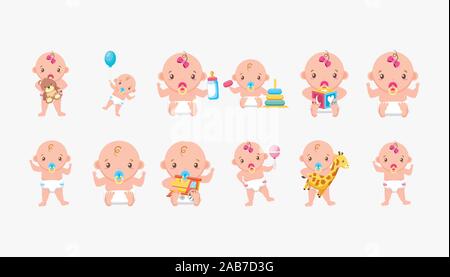 Gruppe von niedlichen Babys Zeichen Stock Vektor