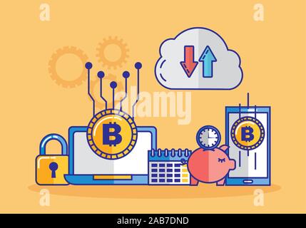 Finanzielle Technologie mit elektronischen Geräten Stock Vektor