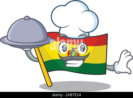 Lächelnd Flagge guatermala als Küchenchef mit Nahrungsmitteln cartoon Design Stock Vektor