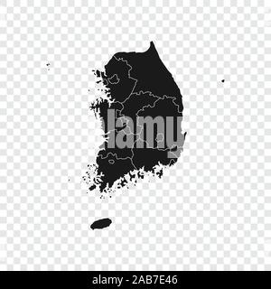 Südkorea Karte auf transparentem Hintergrund. Vector Illustration. Stock Vektor