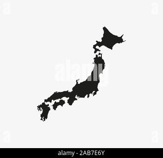 Japan, Karte schwarz auf weißem Hintergrund. Vector Illustration. Stock Vektor