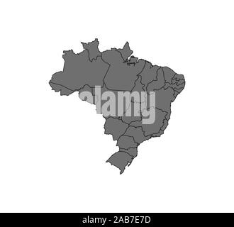 Brasilien Karte, auf weißem Hintergrund, Vector Illustration. Stock Vektor