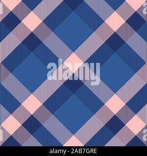 Tartan Blau und Rosa nahtlose Muster. Textur für Plaid, Tischdecken, Kleidung, Hemden, Kleider, papier, Bettwäsche, Bettdecken, Steppdecken und andere textile pro Stock Vektor