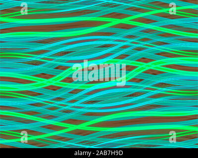 Bunte Grüne und Blaue Wellenlinien Hintergrund Stockfoto