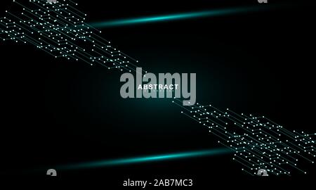 Dunkel Blau leuchtende Platine tech Hintergrund. Vektor Technologie digital design Stock Vektor