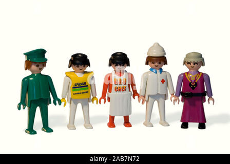 Playmobil-Figuren, die verschiedene Berufe Stockfoto