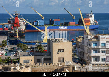 Sousse, Tunesien - 7 November 2019: Der Hafen von Sousse in Tunesien Stockfoto