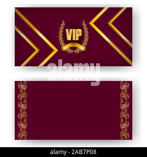 Satz von VIP-Card, Einladung mit Lorbeerkranz Stock Vektor