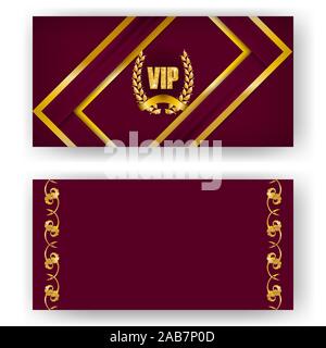 Satz von VIP-Card, Einladung mit Lorbeerkranz Stock Vektor