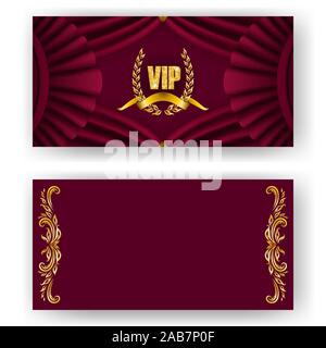 Satz von VIP-Card, Einladung mit Lorbeerkranz Stock Vektor