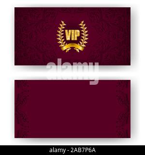 Satz von VIP-Card, Einladung mit Lorbeerkranz Stock Vektor