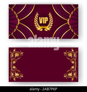 Satz von VIP-Card, Einladung mit Lorbeerkranz Stock Vektor