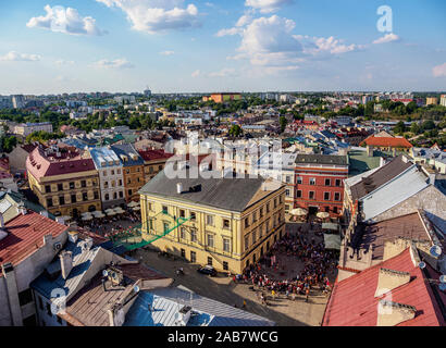 Marktplatz in der Altstadt, Erhöhte Ansicht, Woiwodschaft Lublin, Lublin, Polen, Europa Stockfoto