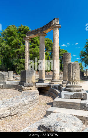 Archäologische Stätte von Olympia, UNESCO-Weltkulturerbe, einer alten Website auf der griechischen Halbinsel Peloponnes, Griechenland, Europa Stockfoto