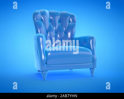 3D-Darstellung eines Blau Leder Sessel Stockfoto