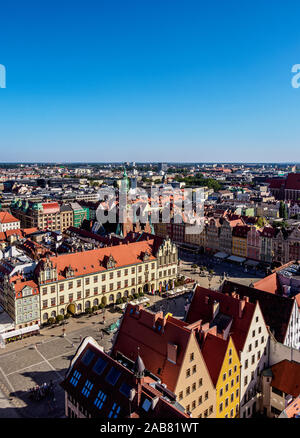 Marktplatz, Erhöhte Ansicht, Wroclaw, Woiwodschaft Niederschlesien, Polen, Europa Stockfoto