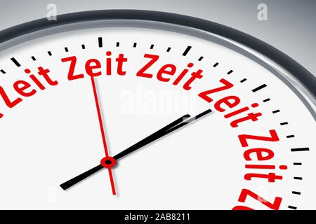 Ein simples Ziffernblatt mit der Aufschrift: "Die Zeit" Stockfoto