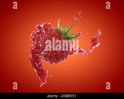 3D-gerenderte Essen Abbildung eines Raspberry splash Stockfoto