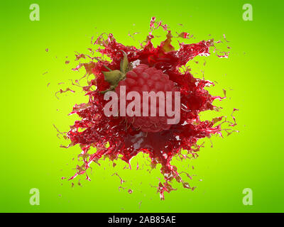 3D-gerenderte Essen Abbildung eines Raspberry splash Stockfoto