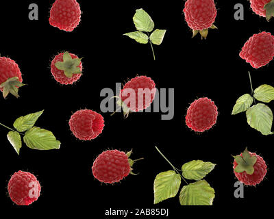 3D-gerenderte Essen Abbildung: Himbeeren Stockfoto