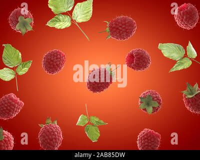 3D-gerenderte Essen Abbildung: Himbeeren Stockfoto