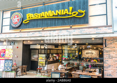 Asien/Singapur - November 22, 2019: Pastamania pasta Store in einem Einkaufszentrum in Singapur. Es ist ein zwangloses Restaurant kette, dienen hauptsächlich der Vergangenheit Stockfoto