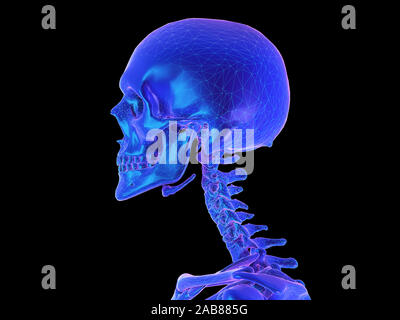 Gerenderten 3d-abstrakten synthwave Stil Abbildung eines Schädels Stockfoto