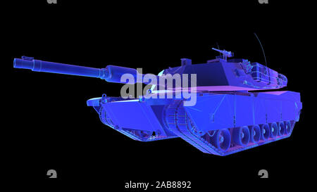 Gerenderten 3d-abstrakten synthwave Stil Abbildung eines Tanks Stockfoto