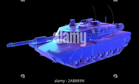 Gerenderten 3d-abstrakten synthwave Stil Abbildung eines Tanks Stockfoto