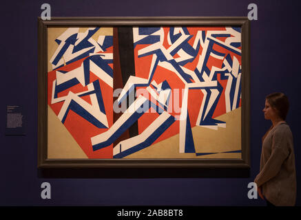 National Gallery, London, UK. 26. November 2019. Junge Bomberg und die Alten Meister Ausstellung von Britischen modernistischen Künstlers David Bomberg (1890-1957) sind neben den nationalen Galerie Bilder, die ihn beeinflusst wird angezeigt. Bild: David Bomberg. Das Schlammbad, 1914. Tate. Credit: Malcolm Park/Alamy leben Nachrichten Stockfoto